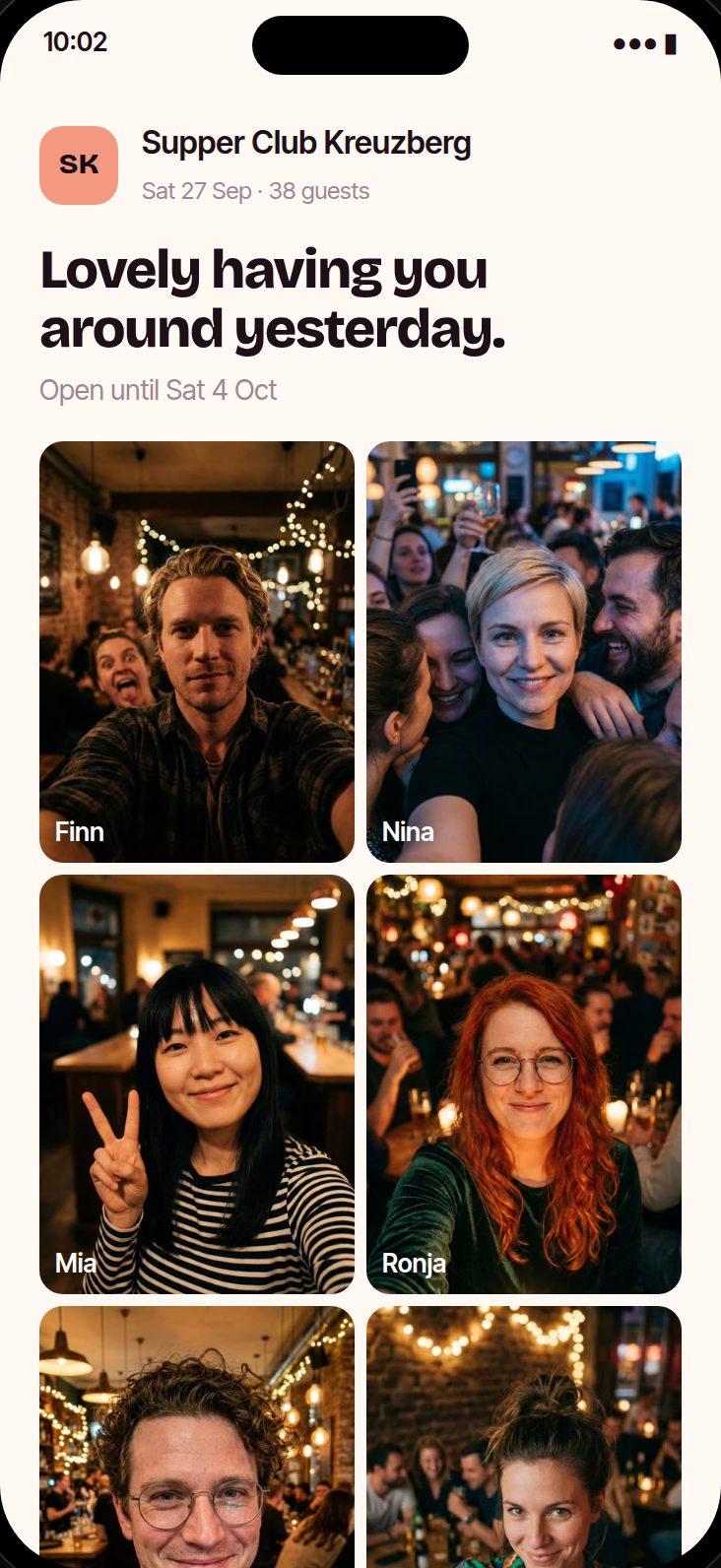 Die Afterparty am Morgen danach mit den Gesichtern vom Abend