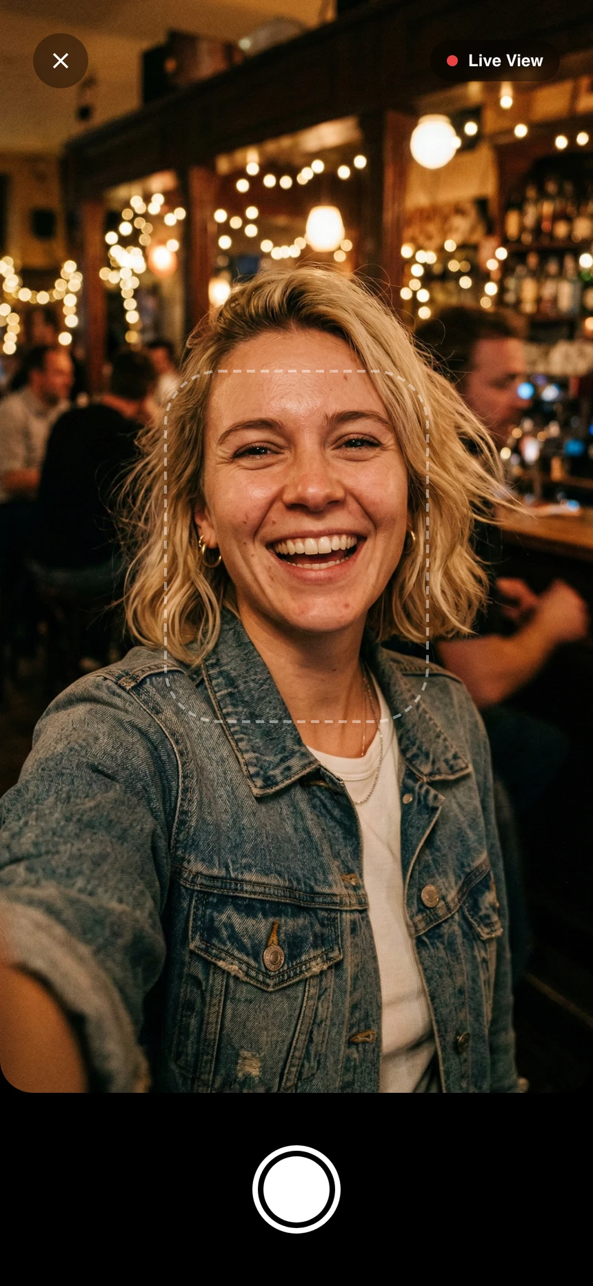 Live-Selfie-Bildschirm in der App